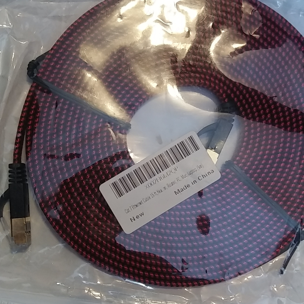 Cat7 Ethernet Cable 15ft red and black